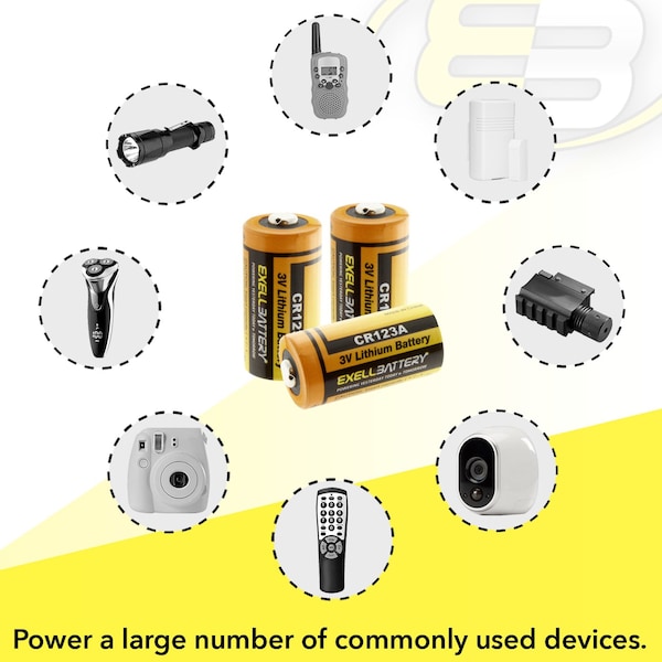 Exell Battery Exell Replaces DL123A, EL123AP, SF123A - EB-CR123A