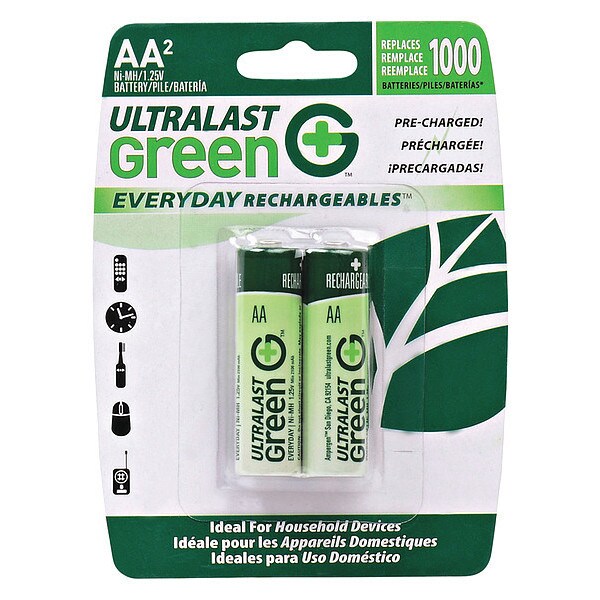 Ultralast Battery 1.2 Volt Nickel Metal Hydride Ultralast Everyday AA 2 Pack - ULGED2AA