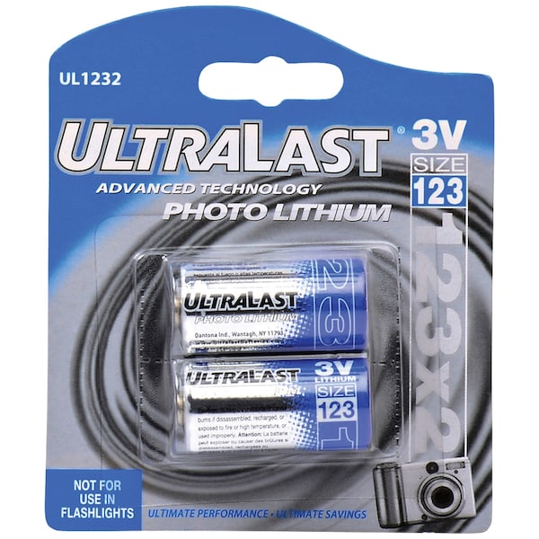 Dantona NABC UltraLast UL123-2 Lithium Photo Camera Battery - 3V DC - UL1232