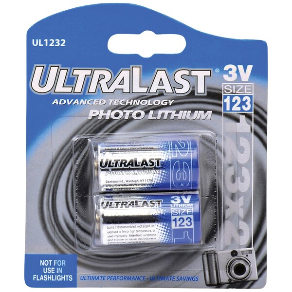 Dantona NABC UltraLast UL123-2 Lithium Photo Camera Battery - 3V DC - UL1232
