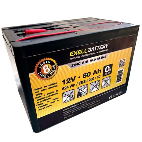 Exell Battery 12V 60Ah Zinc Air Alkaline Battery - EBZ-1260