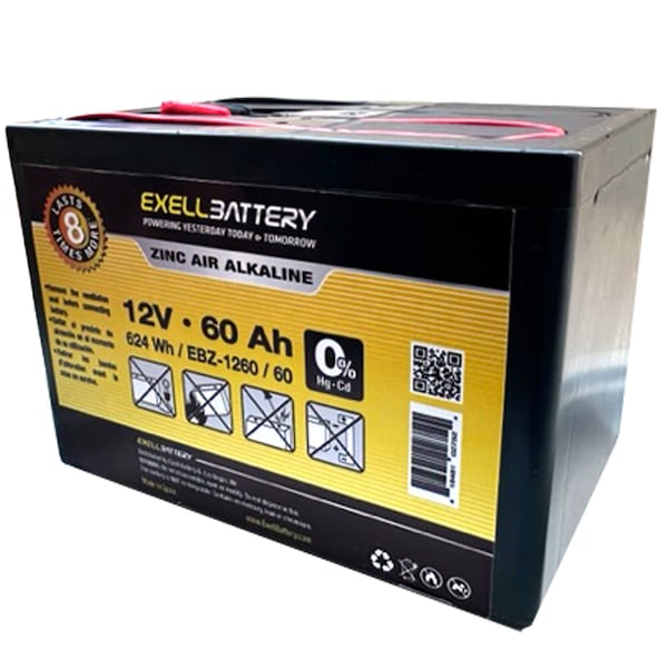 Exell Battery 12V 60Ah Zinc Air Alkaline Battery - EBZ-1260
