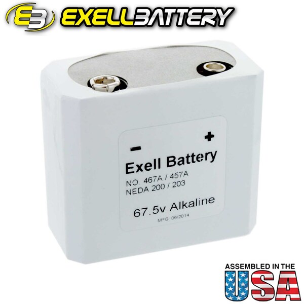 Exell Battery Battery 457/467 67.5V Alkaline Battery NEDA 203 Replaces ER457 - 457/467