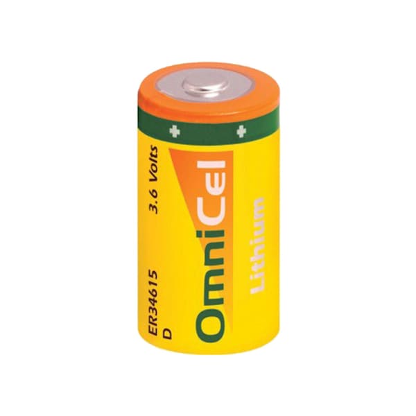 Omnicel ER34615 3.6V 19Ah Sz D Lithium Button Top Battery Sensors Detectors - ER34615/S