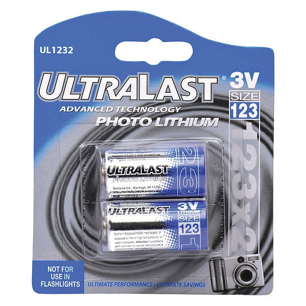 Ultralast NABC UltraLast UL123-2 Lithium Photo Camera Battery - 3V DC - UL1232