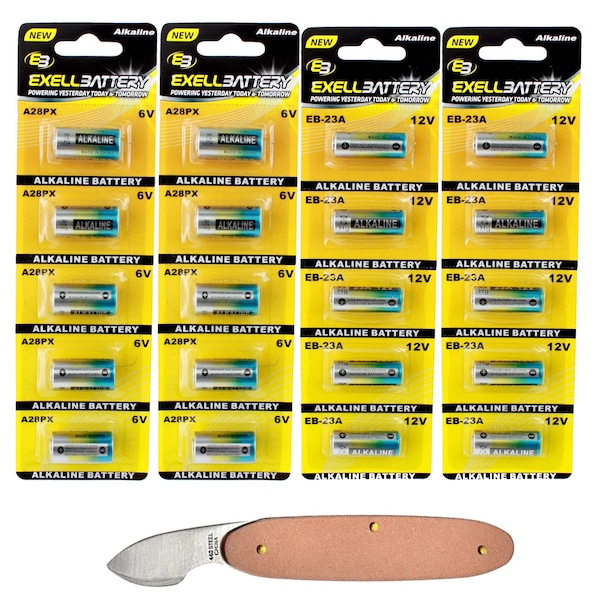 Exell Battery 21pc Alkaline Batteries Kit Includes A28PX & 23A Batteries and Watch Opener - EB-KIT-101