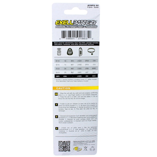 Exell Battery 21pc Alkaline Batteries Kit Includes A28PX & 23A Batteries and Watch Opener - EB-KIT-101