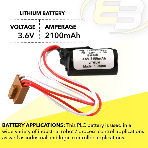 Exell Battery 3.6V Lithium PLC Computer Backup Battery Replaces B9670B C20 C120 - EBPLC-158