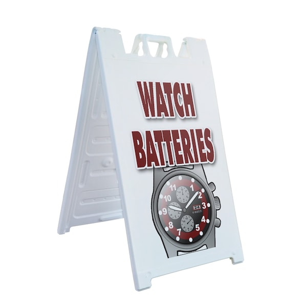 Signmission Watch Batteries, A-Frame & 2 Sign Inserts, Heavy-Duty Plastic Frame - SBHD-C-2436-WATCH BATTERIES