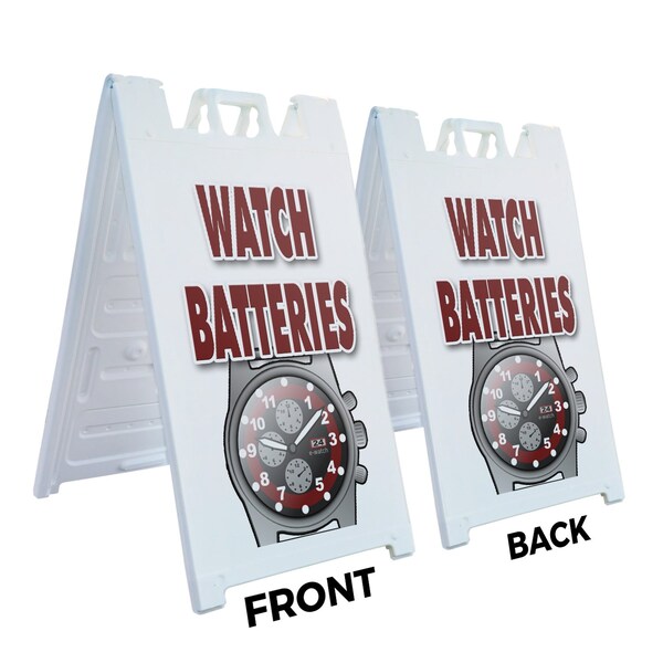 Signmission Watch Batteries, A-Frame & 2 Sign Inserts, Heavy-Duty Plastic Frame - SBHD-C-2436-WATCH BATTERIES
