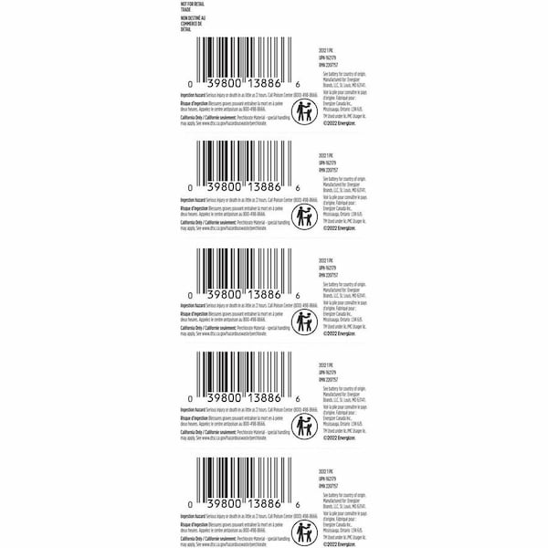 Energizer Coin Cell Battery, 2032, Lithium, 3V, Pack of 5 - ECRN2032