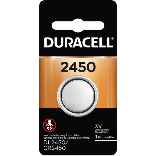 Duracell Lithium Coin Cell Battery, 2450, 3V - DL2450BPK