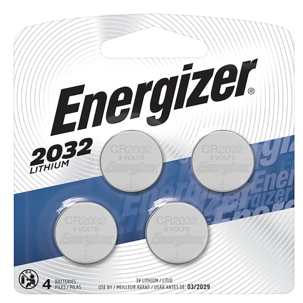 Energizer Energizer 2032 Lithium Coin Battery, 4 Pack - For Multipurpose - CR2032 - 4 / Pack - 2032BP-4