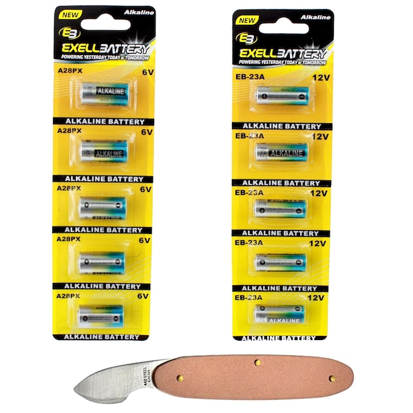 Exell Battery 11pc Alkaline Batteries Kit Includes A28PX & 23A Batteries and Watch Opener - EB-KIT-100