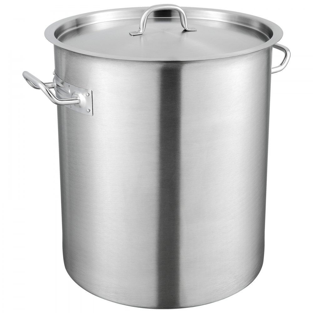 VEVOR Stainless Steel Stockpot, 42 Quart Large Cooking Pots, Multipurpose Cookware Sauce Pot with Lid & Handle, Heavy Duty Commercial Grade Stock Pot, Sanding Treatment, for Large Groups Events Silver - TGFHDB30442QTKOM5V0
