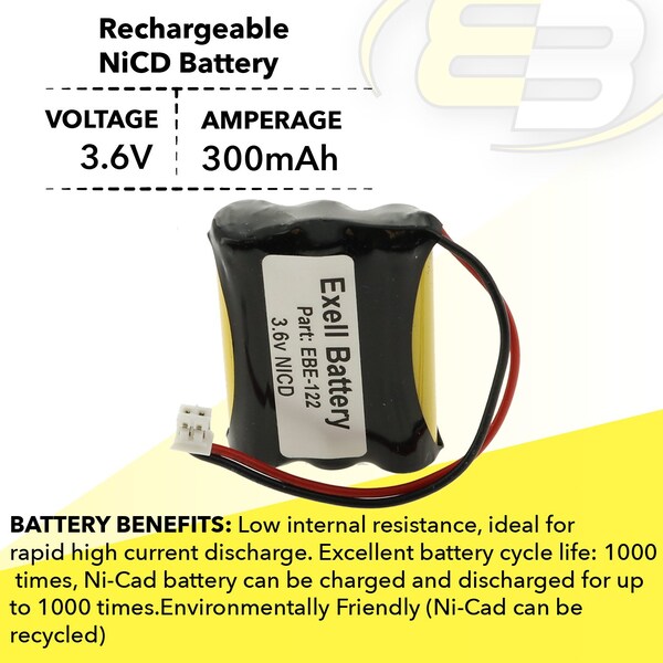 Exell Battery ATM Machine Battery Fits Resistacap N250AAAF3WL Replaces CUSTOM-122 - EBE-122
