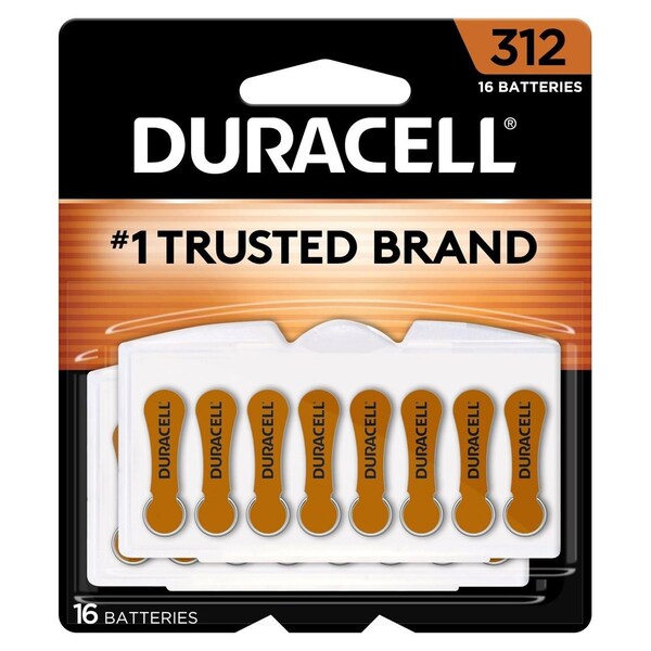 Duracell Hearing Aid Battery, Zinc Air, 16PK - DA312B16ZM09