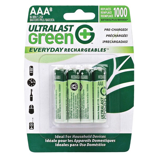 Ultralast Battery 1.2 Volt Nickel Metal Hydride Ultralast Everyday AAA 8 Pack - ULGED8AAA