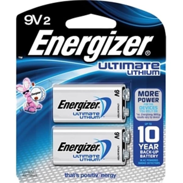 Energizer Energizer Ultimate Lithium 9V Batteries, 2 Pack - For Multipurpose - 9V - 9 V DC - 2-/ Pack - L522BP2
