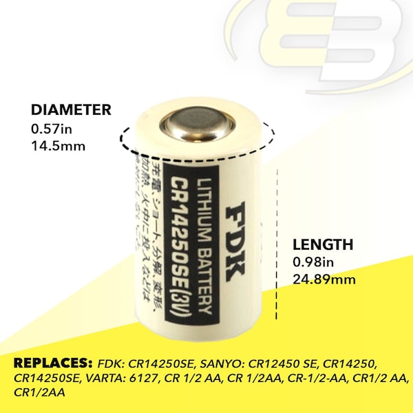 Exell Battery 3V 1/2 AA CR14250SE High Capacity Laser Lithium Button Top Battery - EBPLC-7