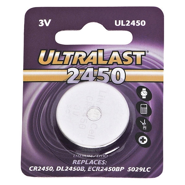 Ultralast Dantona UL-2450 UltraLast Lithium Manganese Dioxide Button Cell Battery - For Multipurpose - 3 V DC - UL2450
