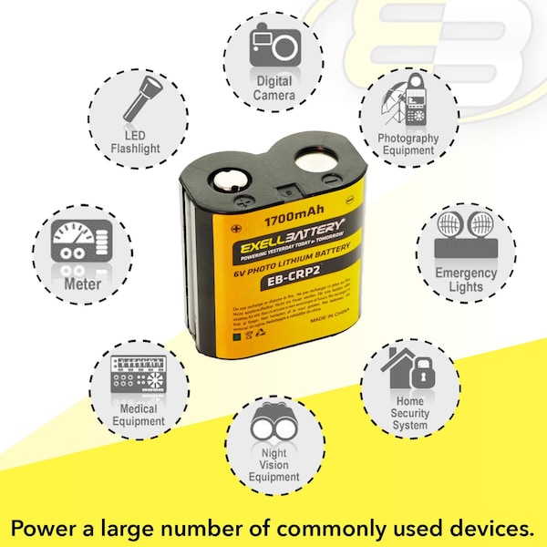 Exell Battery 6v 1700mAH Highest Capacity CRP2 Photo Battery For Digital / Analog Cameras - EB-CRP2