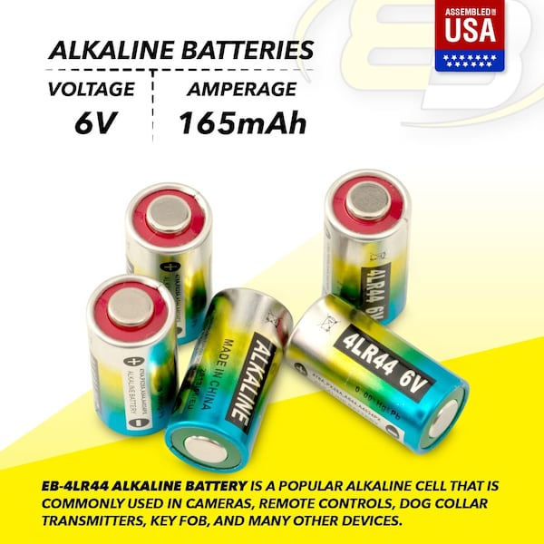 Exell Battery 5pk 6V Alkaline Battery Replaces PX28A, A544, 4LR44, K28A, V34PX - EB-4LR44