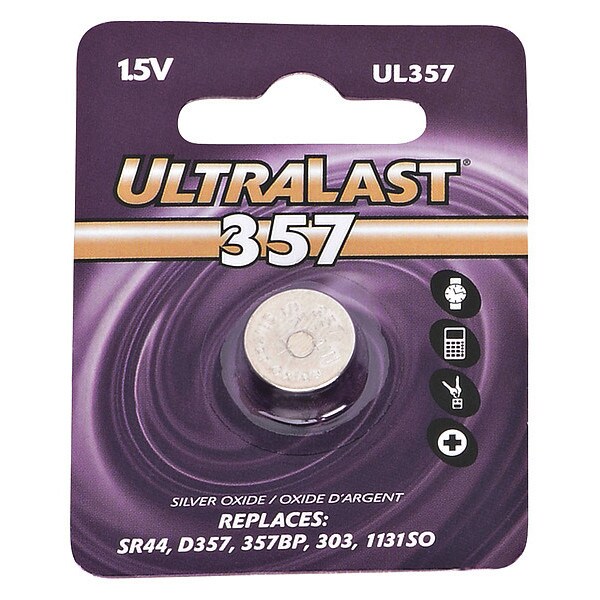 Ultralast NABC UL-357 UltraLast Silver Oxide Button Cell Watch Battery - Silver Oxide - 1.5V DC - UL357