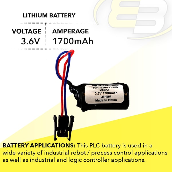 Exell Battery 3.6V Lithium PLC Computer Backup Battery Replaces ER17/33WKP A6BAT - EBPLC-153
