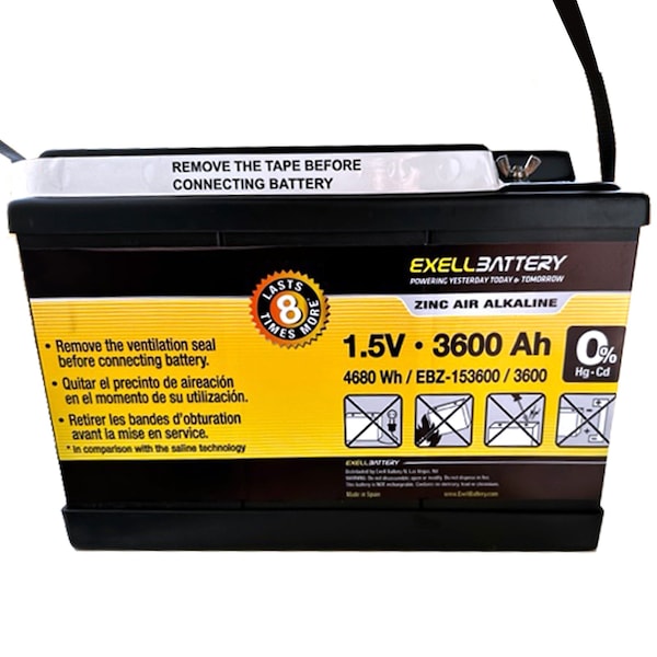 Exell Battery 1.5V 3600Ah Zinc Air Alkaline Battery - EBZ-153600