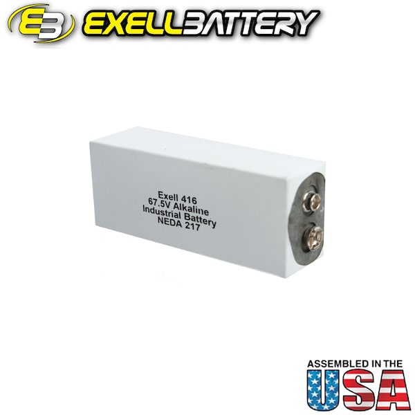 Exell Battery 416A Alkaline 67.5V Battery NEDA 217, A416, ER-416 - 416A