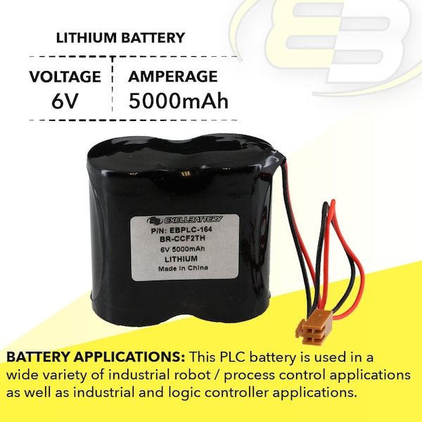 Exell Battery 6V PLC Computer Backup Battery Replaces A06B-0073-K001 COMP-164 - EBPLC-164