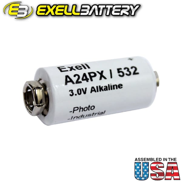Exell Battery A24PX 3V Alkaline Battery V24PX RPX24 532 PX24 EPX24 2LR50 - A24PX