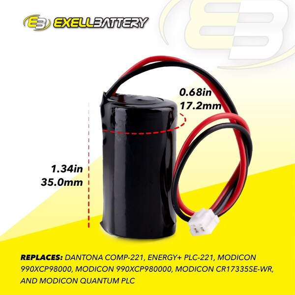 Exell Battery 3V Lithium PLC Computer Backup Battery Replaces 990XCP98000 COMP-221 - EBPLC-221