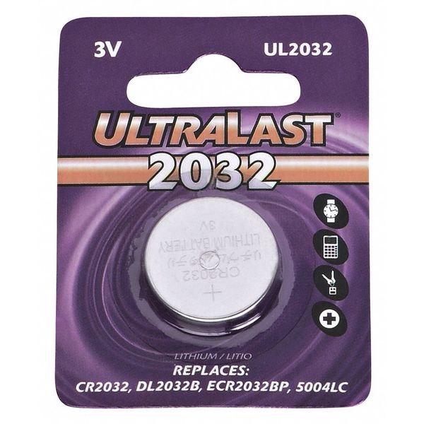 Ultralast NABC UltraLast UL2032 Lithium Button General Purpose Battery - 3V DC - UL2032