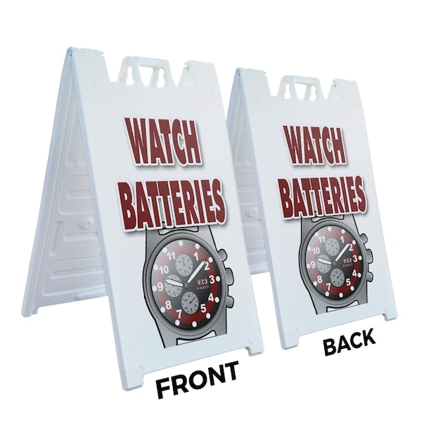 Signmission Watch Batteries, A-Frame & 2 Decals Installed, Heavy-Duty Plastic Frame - SBHD-D-2436-WATCH BATTERIES
