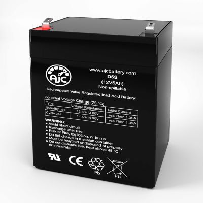 Battery Clerk AJC Acme BPS Home Alarm Alarm Replacement Battery 5Ah, 12V, F1 - AJC-D5S-V-0-186222