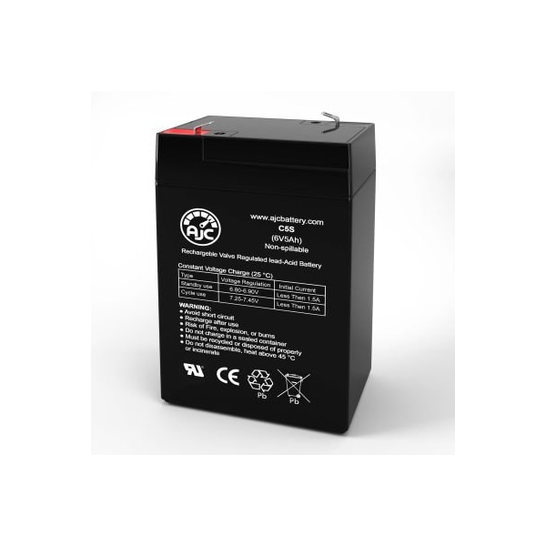 Battery Clerk AJC Ademco 656654 Alarm Replacement Battery 5Ah, 6V, F1 - AJC-C5S-V-0-186058
