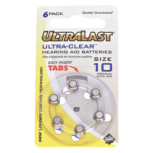 Ultralast Battery 1.35 Volt Zinc Air Ultralast Hearing Aid Battery - UL10HA