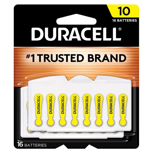 Duracell Hearing Aid Battery, Zinc Air, 16PK - DA10B16ZM10