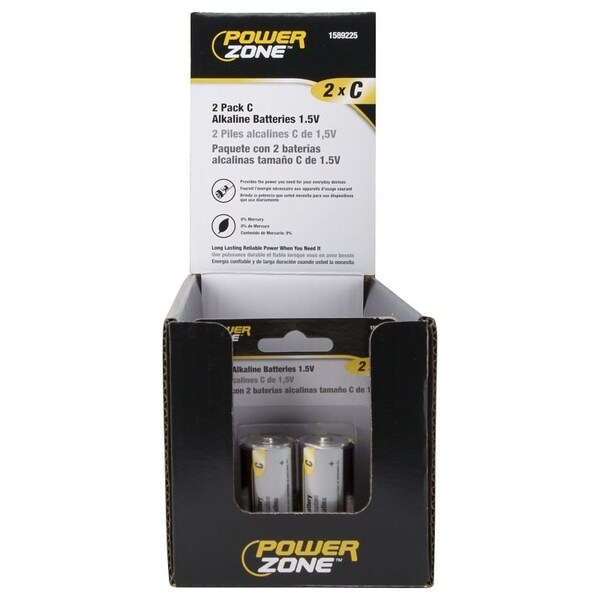 Powerzone Battery, 1.5 V Battery, C Battery, Zinc, Manganese Dioxide, and Potassium Hydroxide - LR14-2P-DB
