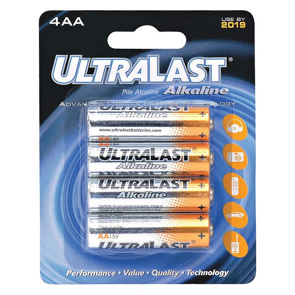 Ultralast NABC UltraLast ULA4AA Alkaline General Purpose Battery - Alkaline - 1.5V DC - ULA4AA