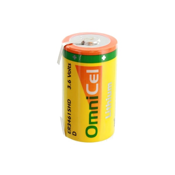 Omnicel ER34615HD/T 3.6V D LithiumThionyl Chloride Battery w/ Tabs - ER34615HD/T
