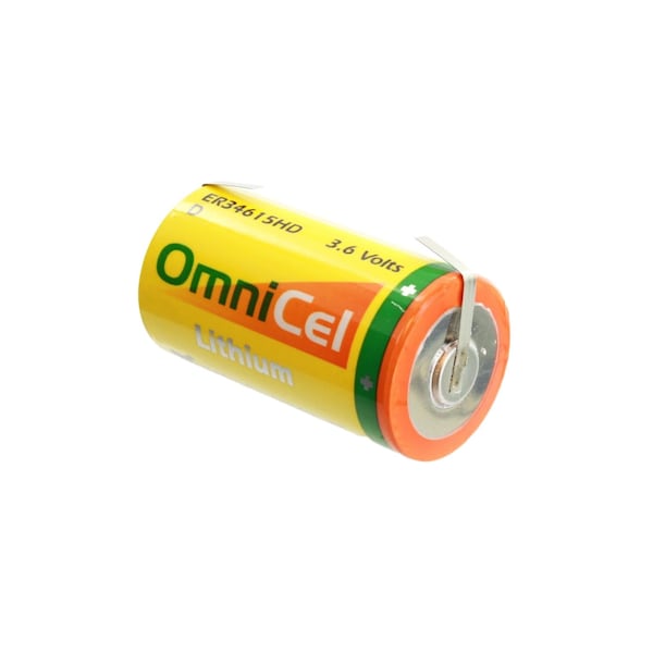 Omnicel ER34615HD/T 3.6V D LithiumThionyl Chloride Battery w/ Tabs - ER34615HD/T