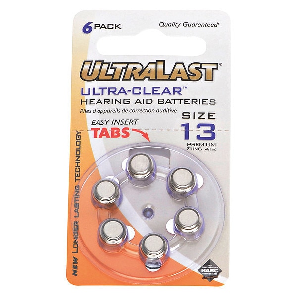 Ultralast Battery 1.35 Volt Zinc Air Ultralast Hearing Aid Battery - UL13HA