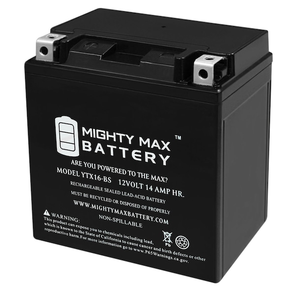 Mighty Max Battery YTX16-BS 12V 14AH Battery for Powersport Motorcycle Scooter ATV - YTX16-BS51