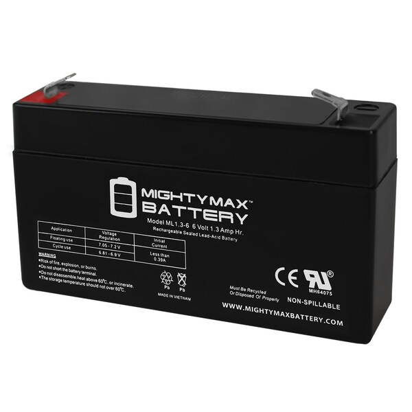 Mighty Max Battery 6V 1.3Ah SLA Replacement Battery for Amstron AP-612F1 - MAX3948624