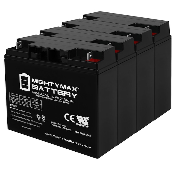 Mighty Max Battery 12V 22AH SLA Battery Replacement for Apex APX12220 - 4 Pack - ML22-12MP41125108111