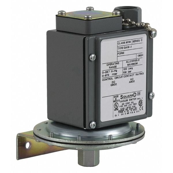 Interruptor de vacío Telemecanique Sensors, Stndrd/Revers, 0 a 28.7"Hg - 9016GAW1