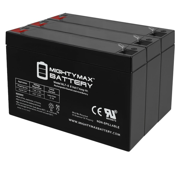 Mighty Max Battery 6V 7Ah SLA Replacement Battery for MGE ES-4 - 3PK - MAX3984316